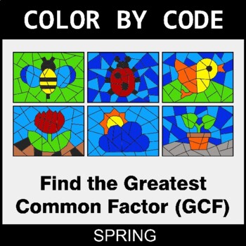 Spring: Greatest Common Factor (GCF) - Coloring Worksheets | Color by Code