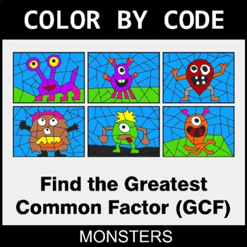 Greatest Common Factor (GCF) - Coloring Worksheets | Color by Code