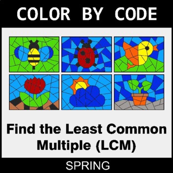 Spring: Least Common Multiple (LCM) - Coloring Worksheets | Color by Code