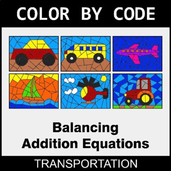 Balancing Addition Equations - Coloring Worksheets | Color by Code