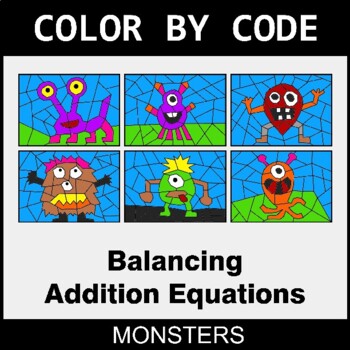 Balancing Addition Equations - Coloring Worksheets | Color by Code