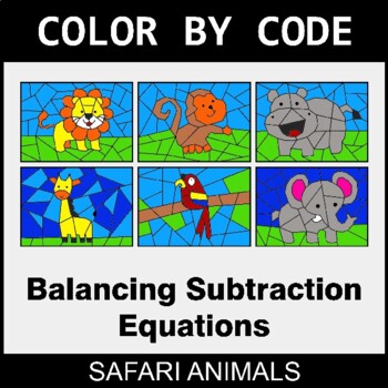 Balancing Subtraction Equations - Coloring Worksheets | Color by Code