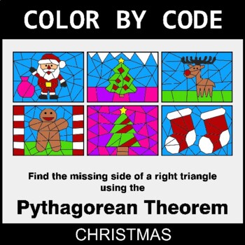 Christmas: Pythagorean Theorem - Coloring Worksheets | Color by Code