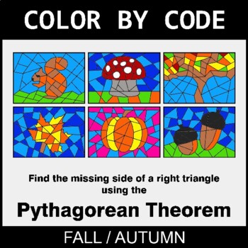 Fall: Pythagorean Theorem - Coloring Worksheets | Color by Code