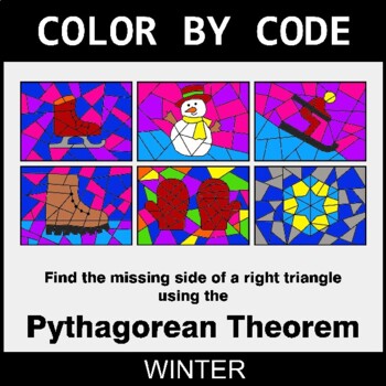 Winter: Pythagorean Theorem - Coloring Worksheets | Color by Code