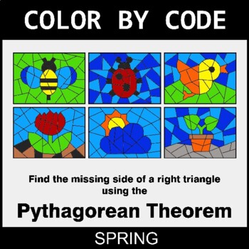 Spring: Pythagorean Theorem - Coloring Worksheets | Color by Code