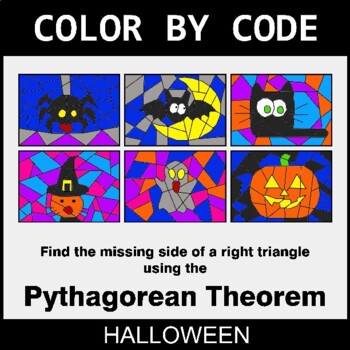 Halloween: Pythagorean Theorem - Coloring Worksheets | Color by Code