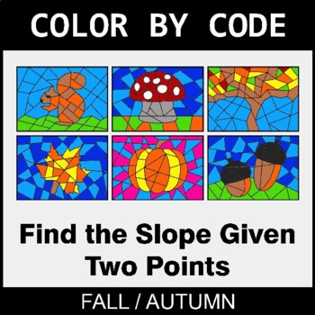 Fall: Find the Slope Given Two Points - Coloring Worksheets | Color by Code