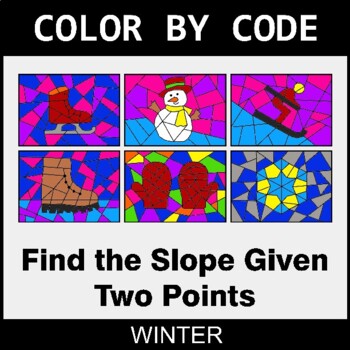 Winter: Find the Slope Given Two Points - Coloring Worksheets | Color by Code