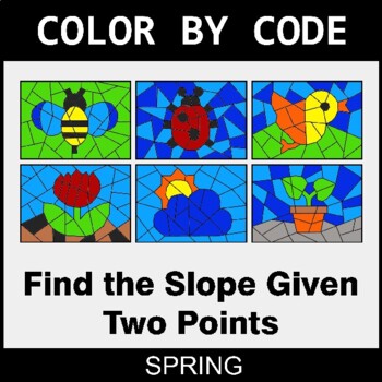 Spring: Find the Slope Given Two Points - Coloring Worksheets | Color by Code