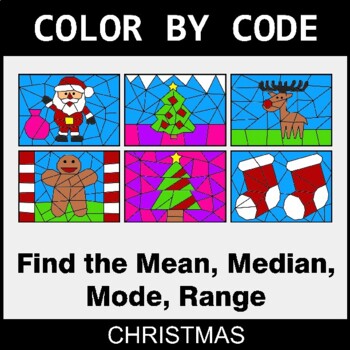 Christmas: Mean, Median, Mode, Range - Coloring Worksheets | Color by Code