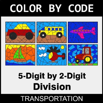 5-Digit by 2-Digit Division - Coloring Worksheets | Color by Code