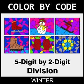 Winter: 5-Digit by 2-Digit Division - Coloring Worksheets | Color by Code