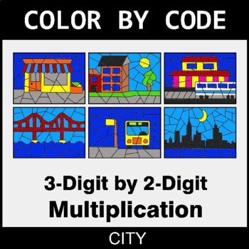3-Digit by 2-Digit Multiplication - Coloring Worksheets | Color by Code