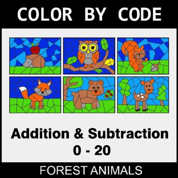 Addition & Subtraction (0-20) - Coloring Worksheets | Color by Code