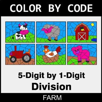 Division: 5-Digit by 1-Digit - Coloring Worksheets | Color by Code