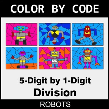 Division: 5-Digit by 1-Digit - Coloring Worksheets | Color by Code