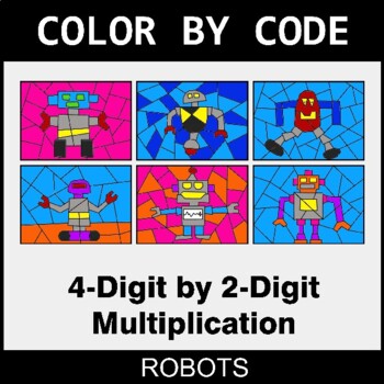 Multiplication: 4-Digit by 2-Digit - Coloring Worksheets | Color by Code