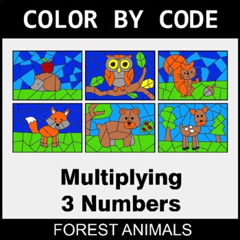 Multiplying 3 Numbers - Coloring Worksheets | Color by Code