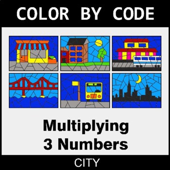 Multiplying 3 Numbers - Coloring Worksheets | Color by Code