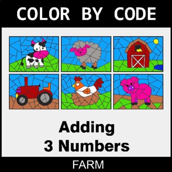 Adding 3 Numbers - Coloring Worksheets | Color by Code