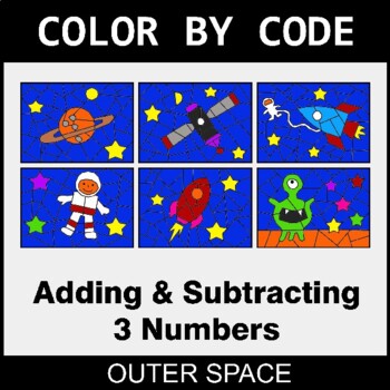 Adding & Subtracting 3 Numbers - Coloring Worksheets | Color by Code