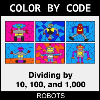 Dividing by 10, 100, and 1,000 - Coloring Worksheets | Color by Code