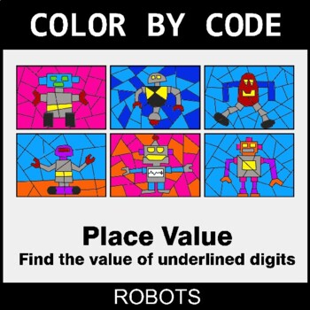 Place Value of Underlined Digit - Coloring Worksheets | Color by Code