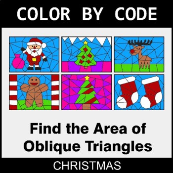 Christmas: Area of Oblique Triangles - Coloring Worksheets | Color by Code