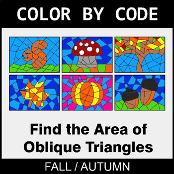 Fall: Area of Oblique Triangles - Coloring Worksheets | Color by Code