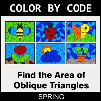 Spring: Area of Oblique Triangles - Coloring Worksheets | Color by Code