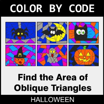 Halloween: Area of Oblique Triangles - Coloring Worksheets | Color by Code