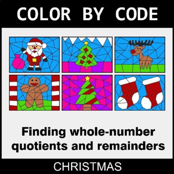 Christmas: Find Whole-Number Quotients and Remainders - Coloring Worksheets