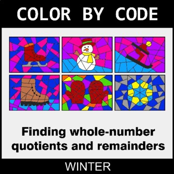 Winter: Find Whole-Number Quotients and Remainders - Coloring Worksheets