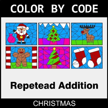 Christmas: Repeated Addition - Coloring Worksheets | Color by Code