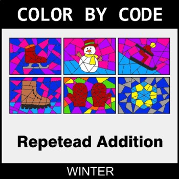 Winter: Repeated Addition - Coloring Worksheets | Color by Code