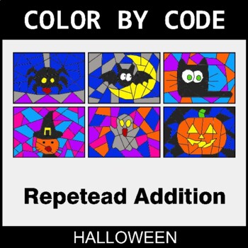 Halloween: Repeated Addition - Coloring Worksheets | Color by Code