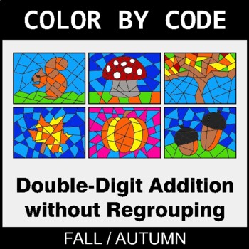 Fall: Double-Digit Addition without Regrouping - Coloring Worksheets