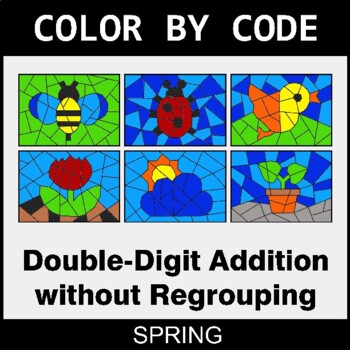 Spring: Double-Digit Addition without Regrouping - Coloring Worksheets