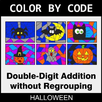 Halloween: Double-Digit Addition without Regrouping - Coloring Worksheets