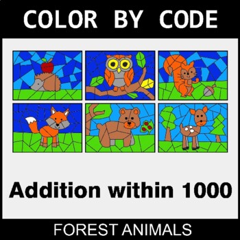 Addition within 1000 - Coloring Worksheets | Color by Code