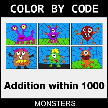 Addition within 1000 - Coloring Worksheets | Color by Code
