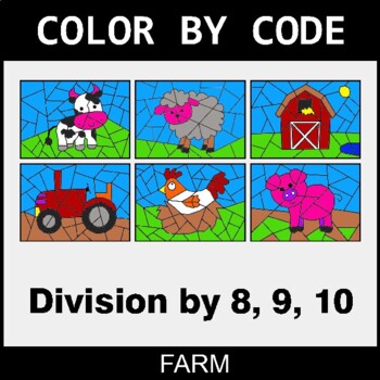 Division by 8,9,10 - Coloring Worksheets | Color by Code