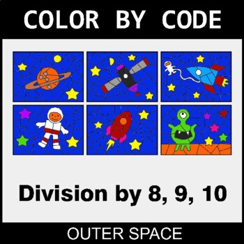 Division by 8,9,10 - Coloring Worksheets | Color by Code