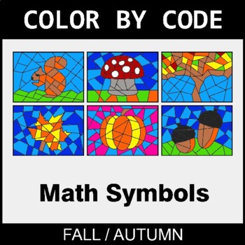 Fall: Math Symbols - Coloring Worksheets | Color by Code