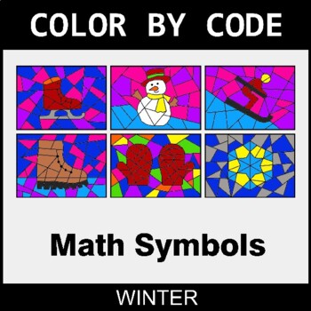 Winter: Math Symbols - Coloring Worksheets | Color by Code