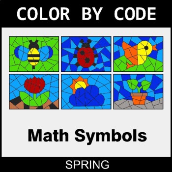 Spring: Math Symbols - Coloring Worksheets | Color by Code