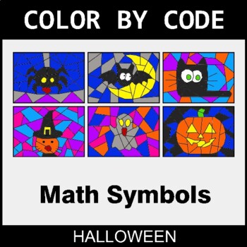 Halloween: Math Symbols - Coloring Worksheets | Color by Code