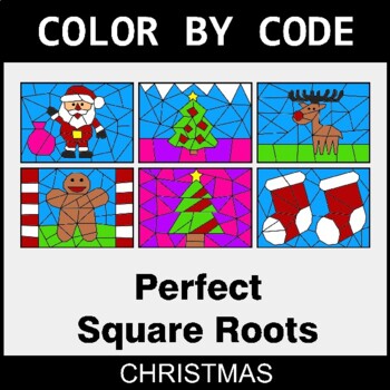 Christmas: Perfect Square Roots - Coloring Worksheets | Color by Code