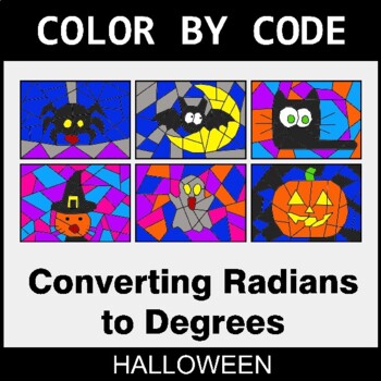 Halloween: Converting Radians to Degrees - Coloring Worksheets | Color by Code